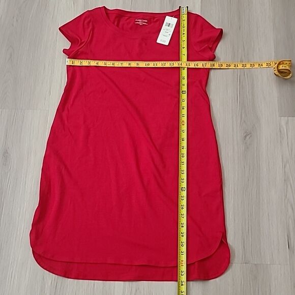 Eileen Fisher NWT Ruby Red Ballet Neck Dress Small Petite Organic Cotton Knee - Picture 4 of 6